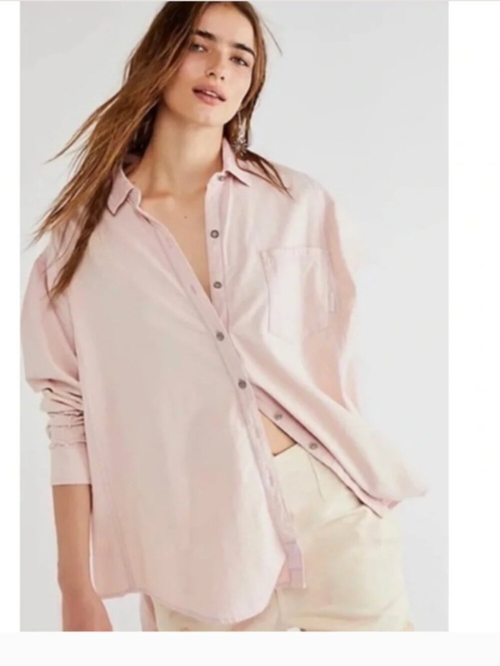 Free People We The Free Oxford Dreams Cotton Button Shirt